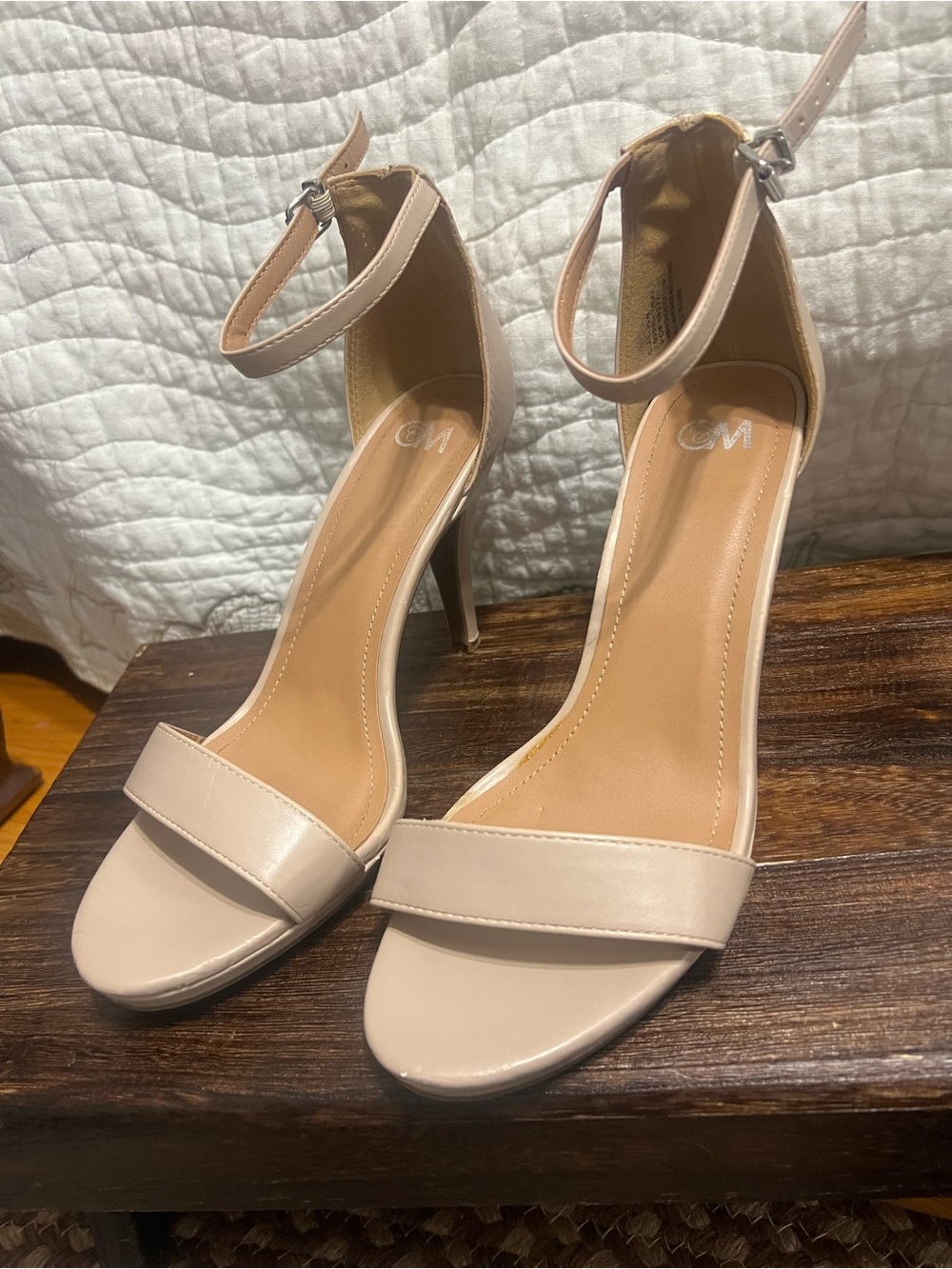 Classic Nude Ankle-Strap High Heel Sandals